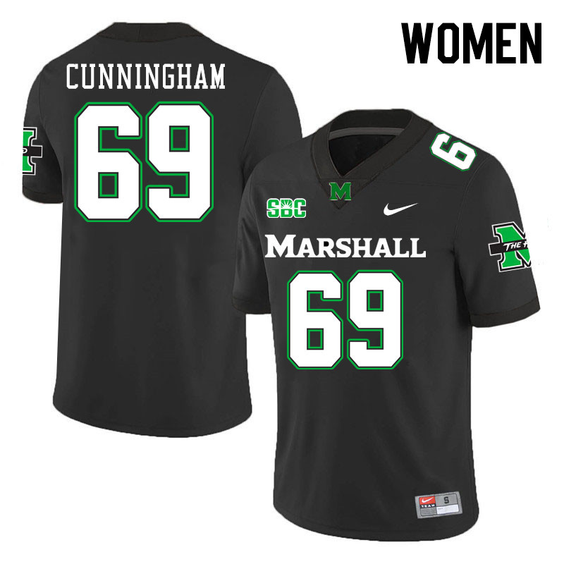 Women #69 Jaxson Cunningham Marshall Thundering Herd SBC Conference College Football Jerseys Stitche